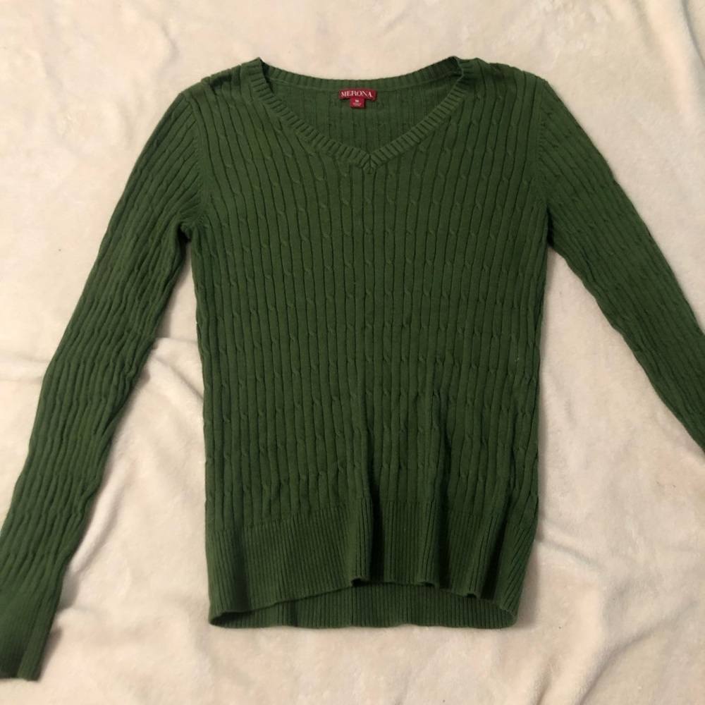 Green V-Neck Sweater